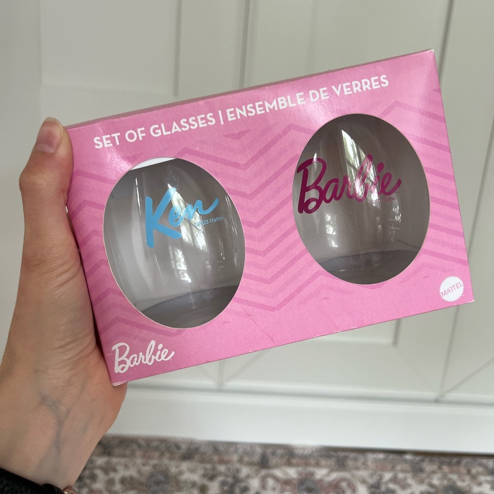 BARBIE 🆕 💕 KEN & BARBIE stemless wine glasses set couples gift collector wedding